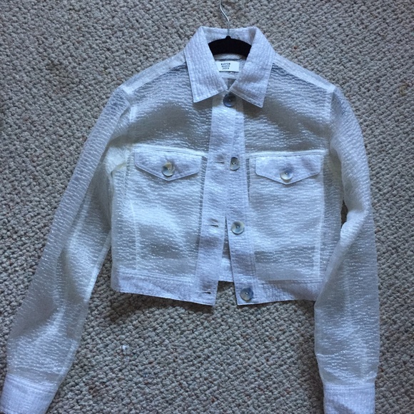 Maryam Nassir Zadeh Sheer Button Down Crop Jacket - Picture 2 of 4